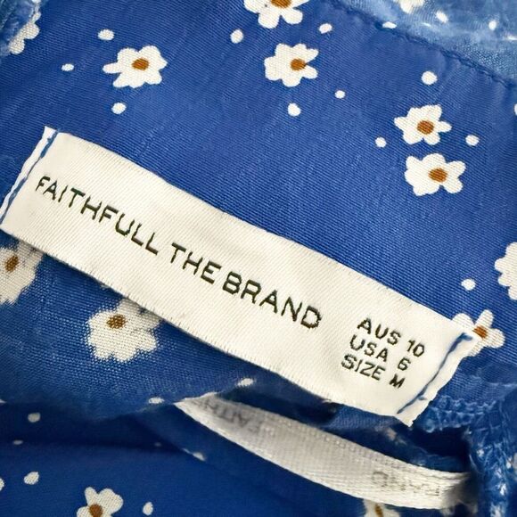 FAITHFULL THE BRAND | La Villa Blue Floral Print Wide-Leg Jumpsuit | Size 6 - Picture 11 of 13